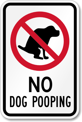 Aluminum Sign No Dog Poop Sign (with dog poop symbol), SKU: K-2269
