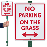 Directional No Parking on Grass Lawnboss Sign