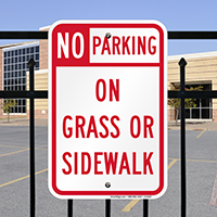 No Parking - On Grass Or Sidewalk Signs