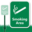 Smoking Area with Graphic Sign