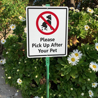 "Pick up after your pet" sign