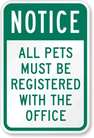 All Pets Must Be Registered Sign