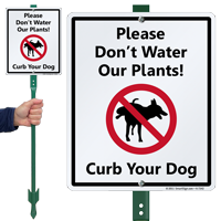 Curb Your Dog with Graphic Sign