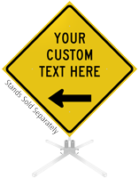 Custom Yellow Roll-Up Sign - Left Arrow