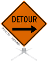 Detour Right Arrow Symbol Roll-Up Sign