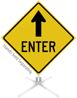 Enter Ahead Arrow Roll-Up Sign