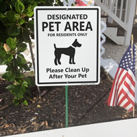 Residential pet area marker for dog owners