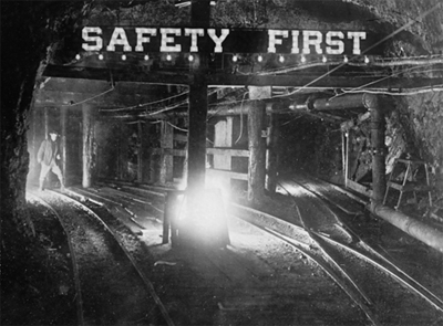 Old mine shaft with rails
