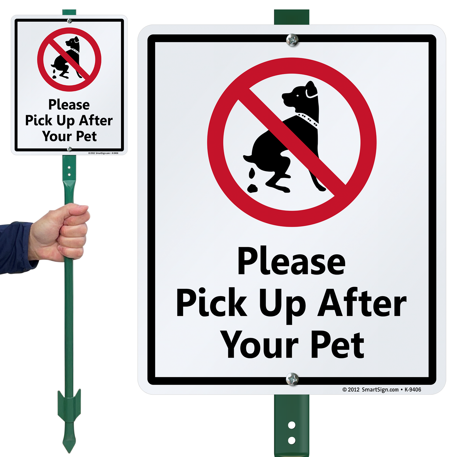 PLEASE PICK UP AFTER YOUR PETS SIGN ALUMINUM 7" BY 10" METAL NO DOG POOPING 