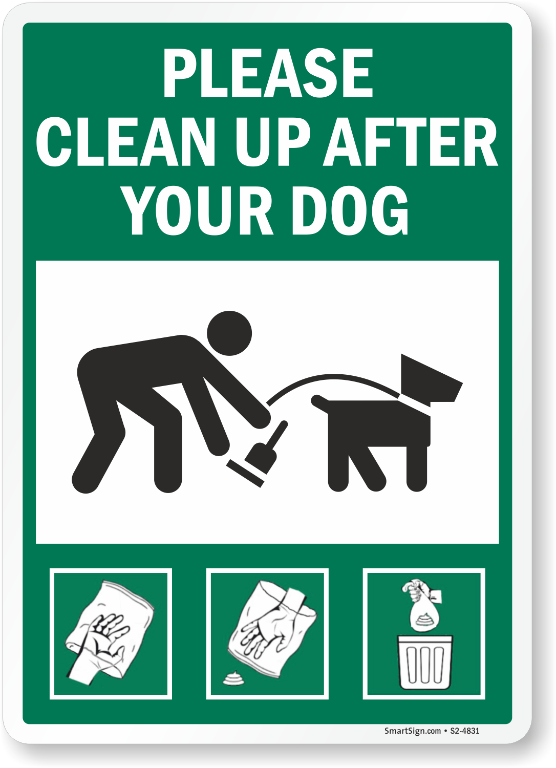 SAFETY SIGN clean up after your dog Self Adhesive Waterproof Vinyl Sticker 