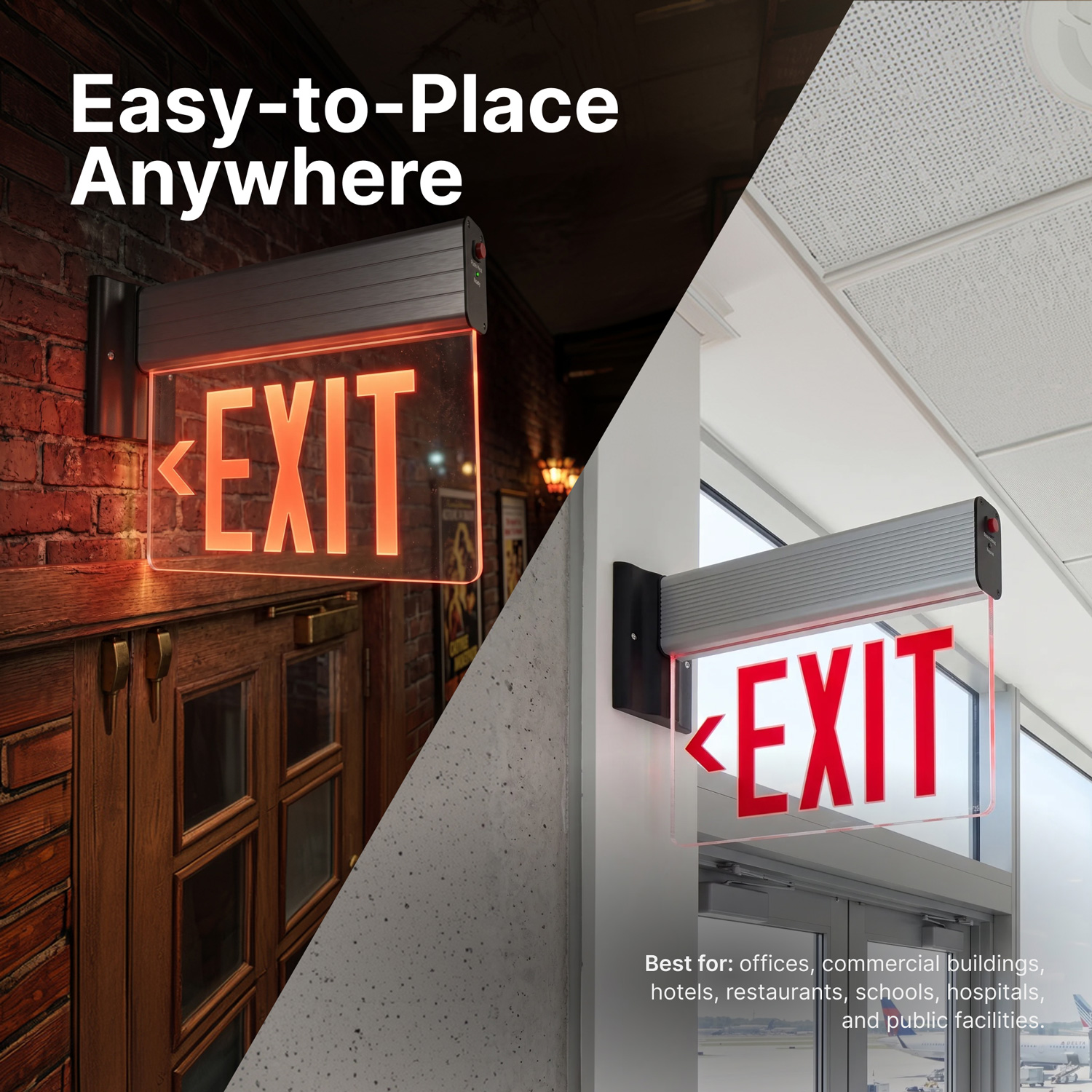 Universal Mount Edge-Lit LED Exit Sign