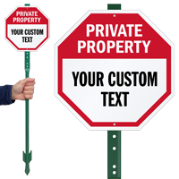 Custom Private Property LawnBoss Sign and Stake Kit