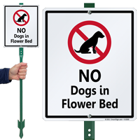 No Dogs In Flower Bed Sign