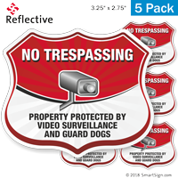 Video Surveillance No Trespassing Shield Label Set