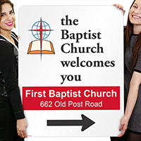 Custom Directional Arrow Church Sign