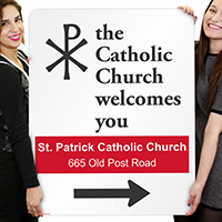 Custom Directional Arrow Church Sign