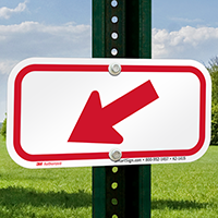 Downwards Left Arrow, Supplemental Parking Signs, Red