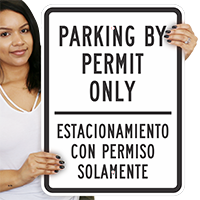 Bilingual Parking By Permit Only Signs