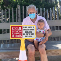 Social distancing sign for outside