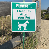 Clean up after our pet dog poop sign