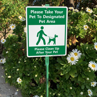 Lawn sign for designated pet area