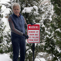 Warning Beware Of Snow And Ice Falling from Roof Sign