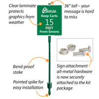 Please keep carts 15 feet from greens Sign