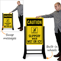 Caution Slippery A-Frame Portable Sidewalk Sign