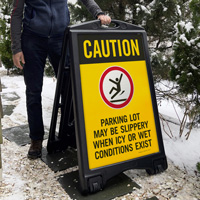 Caution Parking Lot May Be Slippery When Icy Sign