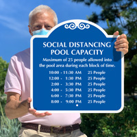 Custom pool sign: Social distancing and capacity