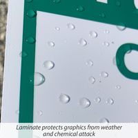 Laminate for lawnboss sign projects graphics from weather