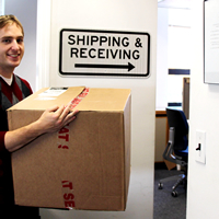 Shipping & Receiving (arrow right) Parking Lot Signs