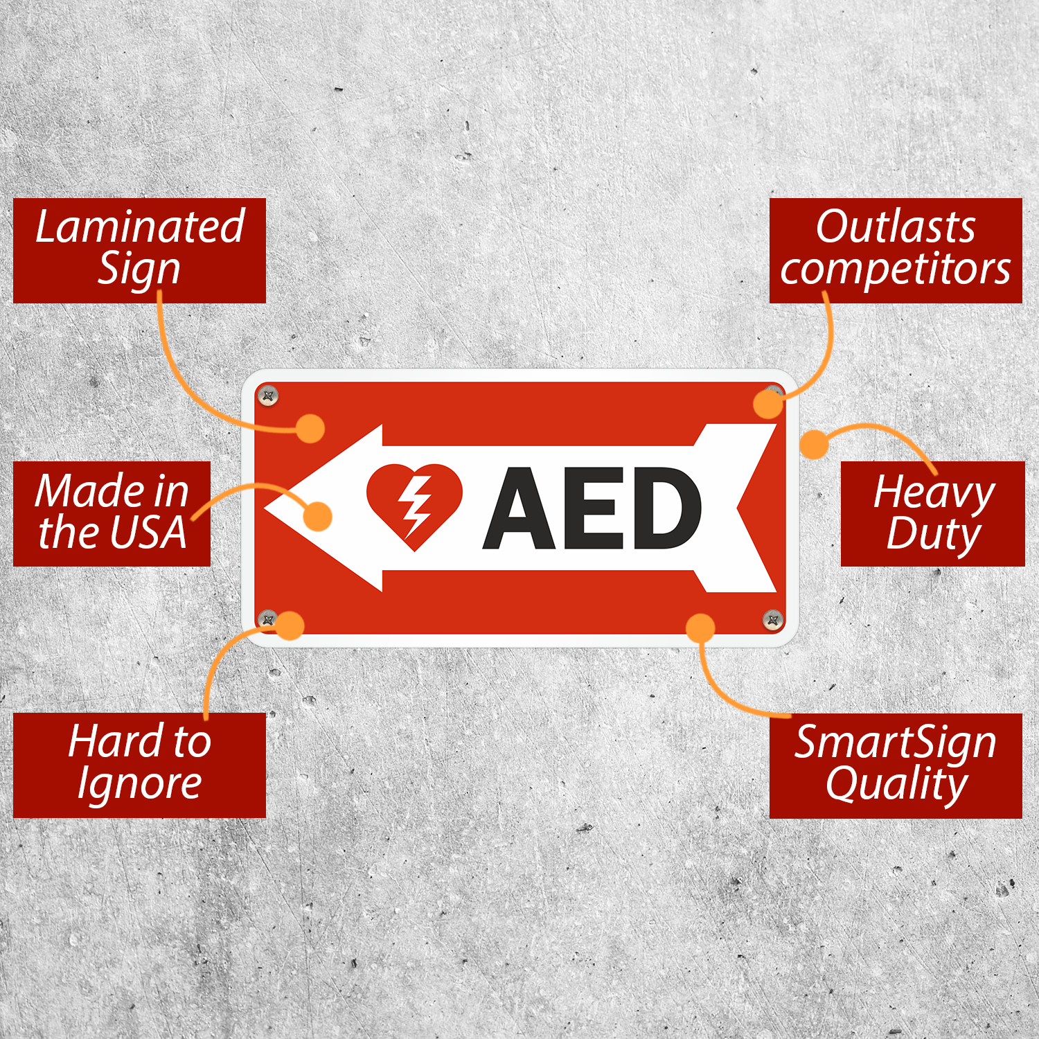 Automated External Defibrillator Left Arrow Labe