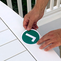 Check mark shows where your can sit safely