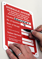 Hydraulic System Fire Sprinkler Identification Signs