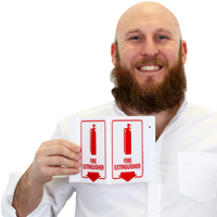 Fire Extinguisher Projecting Directional Down Arrow Sign