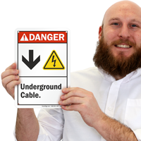 Down Arrow Sign: Beware of Underground Cable