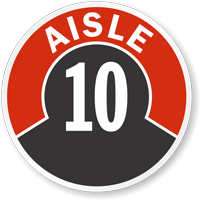 Floor sign indicating aisle number 10