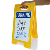 Changeable sign with dry erase finish