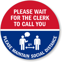 Please Wait for Clerk SlipSafe Floor Sign